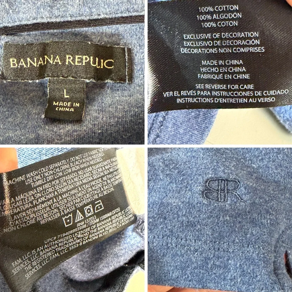 Banana Republic Luxe Performance Polo Mens L Heather Blue Cotton Golf Shirt